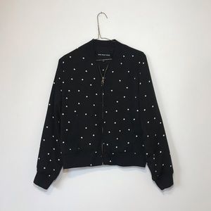 Who What Wear Polka Dot Zip Up Bomber Jacket